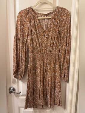 FAHERTY Women’ Floral Smocked Waist Long Sleeve Dress